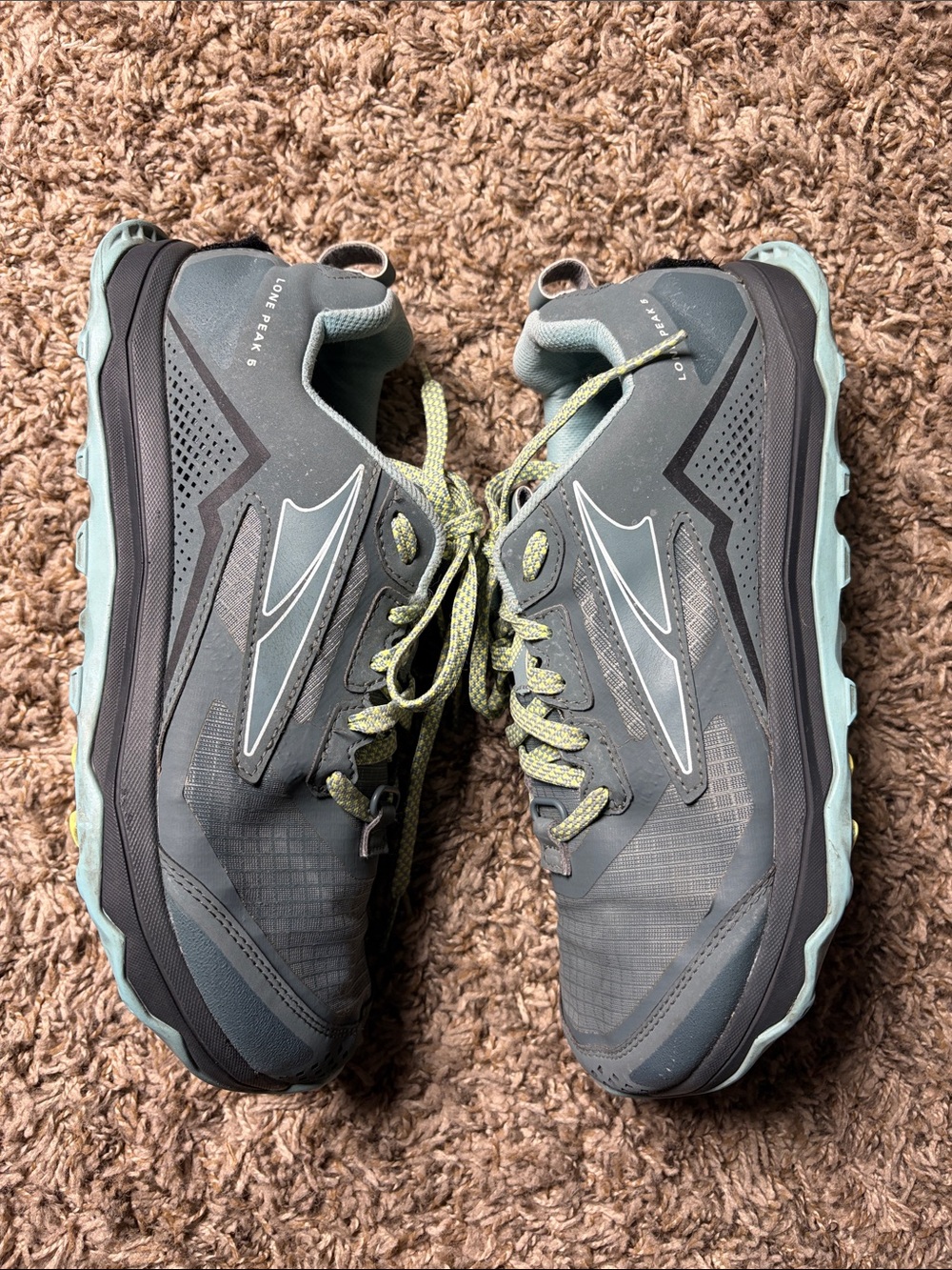Altra Lone Peak 5 Women’s Size 9 Gray Blue Trail Running Hiking Shoes Zero Drop